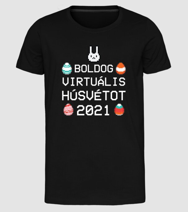 Virtuális húsvét minta fekete pólón