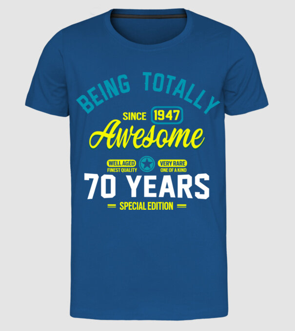Totally 70 minta királykék pólón