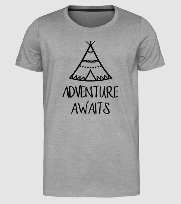 Advanture awaits minta szürke pólón