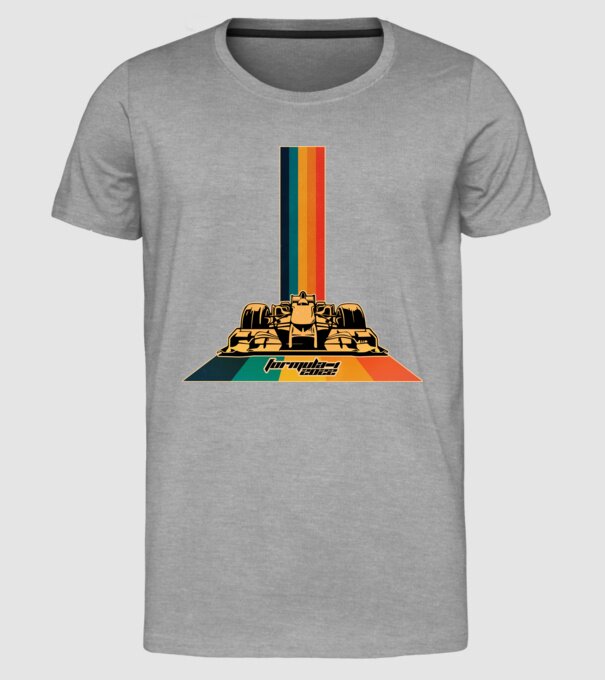 f1 retro car minta szürke pólón