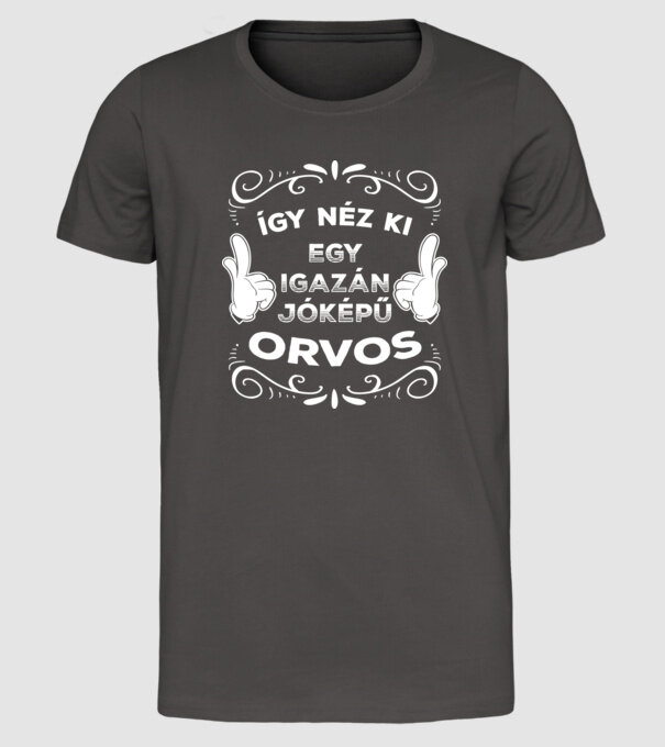 Így néz ki egy igazán jóképű orvos minta sötétszürke pólón