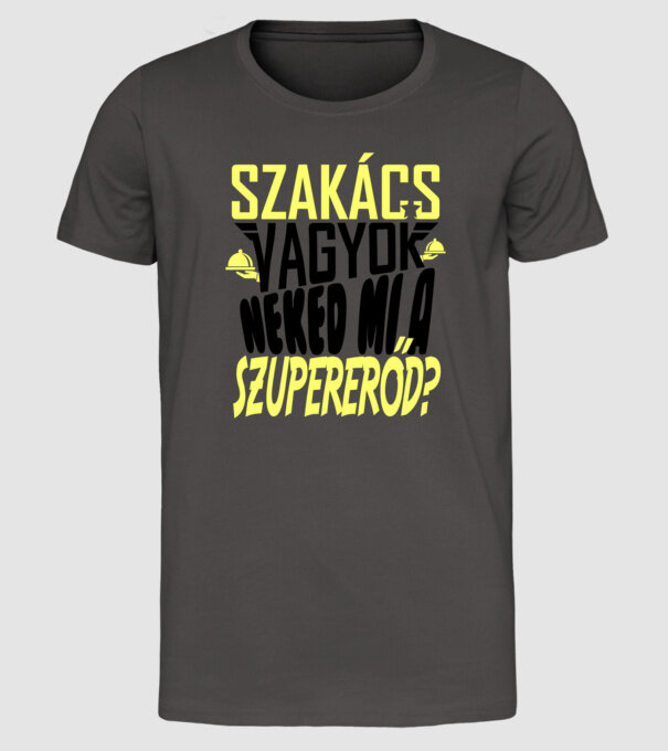 Szuperhős szakács minta sötétszürke pólón