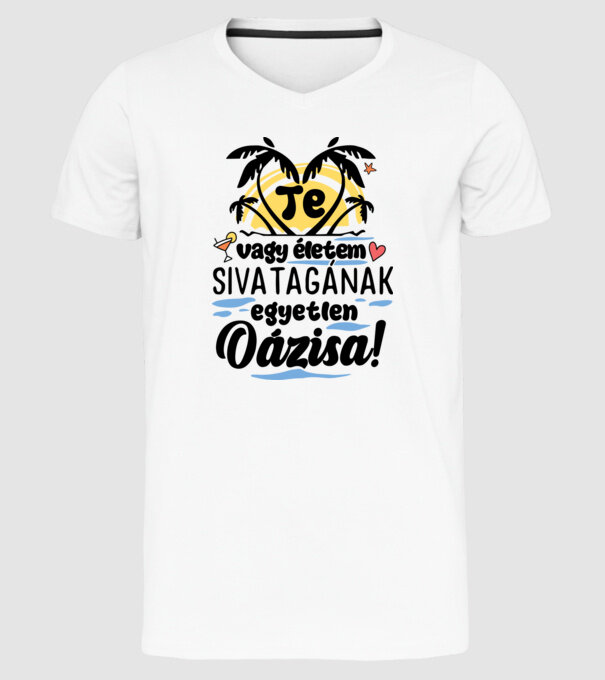 Életem oázisa minta fehér pólón
