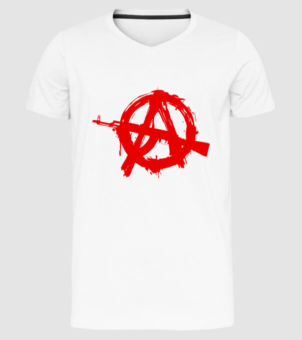 Akanarchy minta fehér pólón