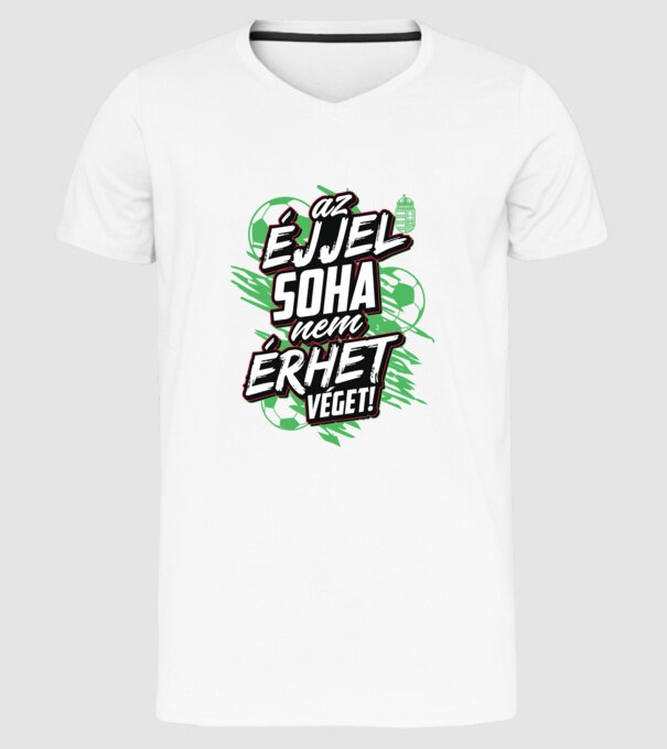 Az éjjel soha nem érhet véget labdák minta fehér pólón