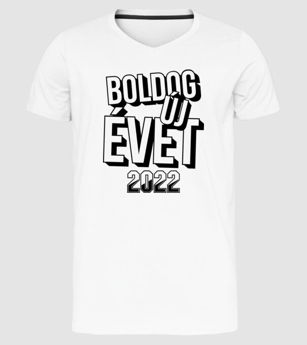 Boldog új évet 2022 minta fehér pólón