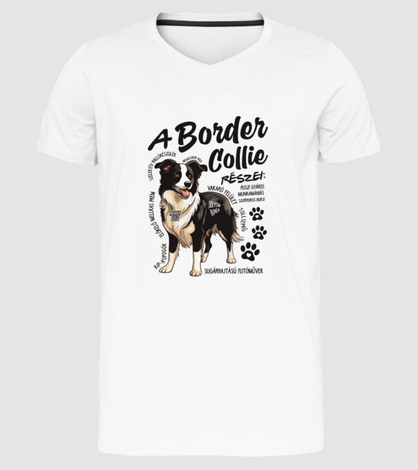 Border Collie részei minta fehér pólón