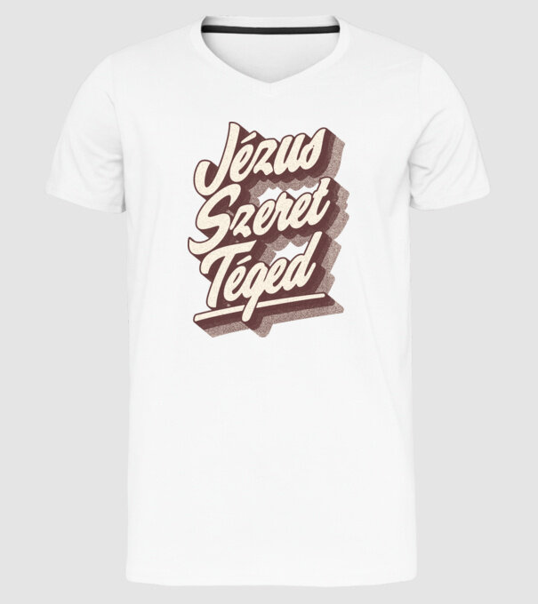 Jézus szeret téged retro minta fehér pólón
