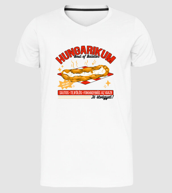 Lángos Hungarikum minta fehér pólón