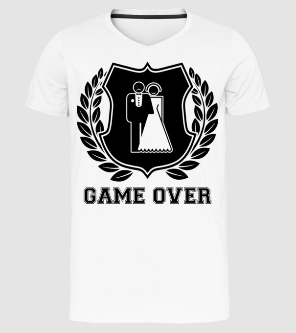 LB03 - GAME OVER egy szín minta fehér pólón