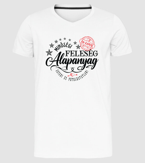 Minőségi feleség alapanyag minta fehér pólón