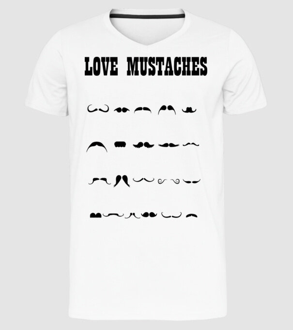 mustaches minta fehér pólón