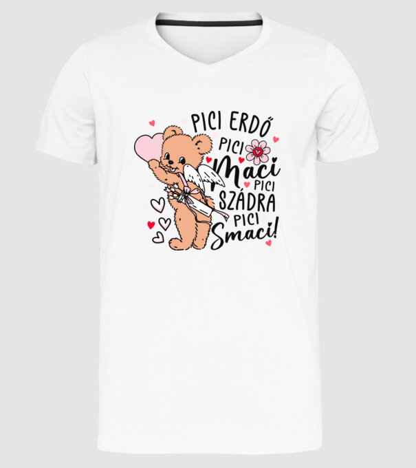 Pici erdő pici maci páros minta fehér pólón