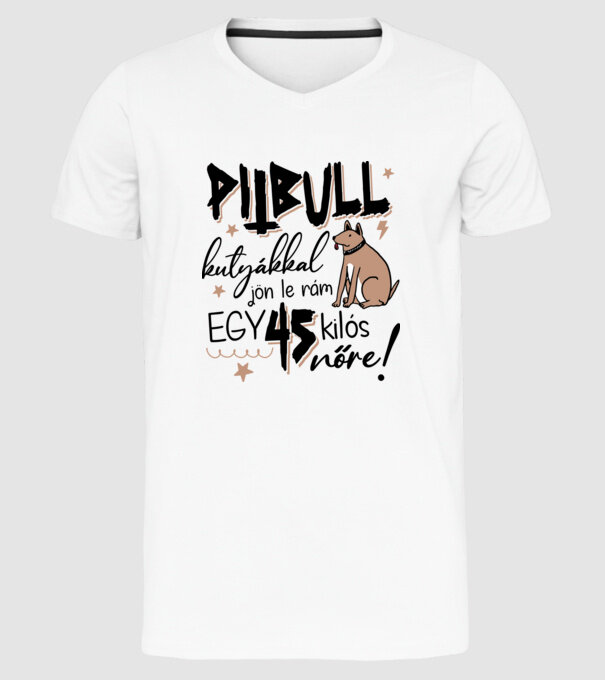 Pitbull kutyákkal jön le rám minta fehér pólón