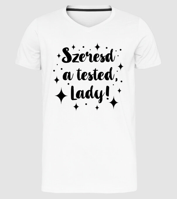 szeresd a tested-01 minta fehér pólón