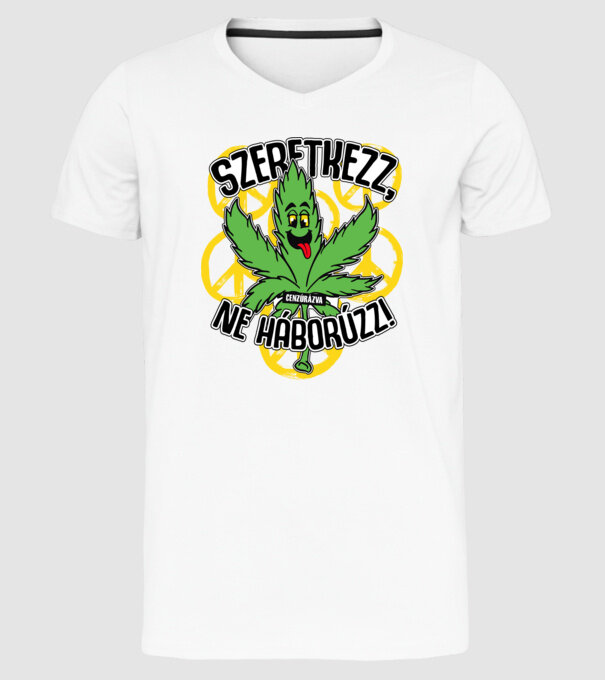 Szeretkezz ne háborúzz minta fehér pólón
