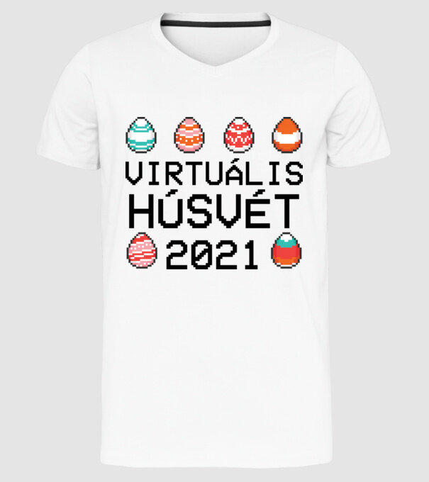 Virtuális húsvét minta fehér pólón