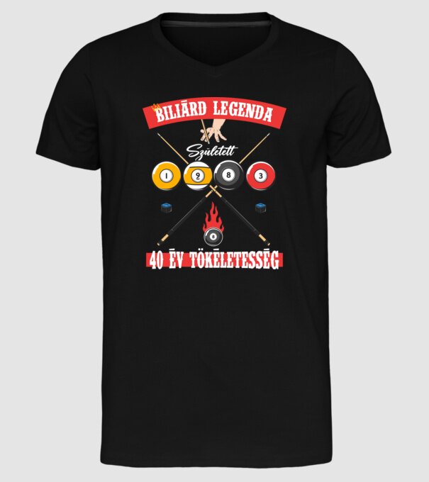 Biliárd legenda született 1983 minta fekete pólón