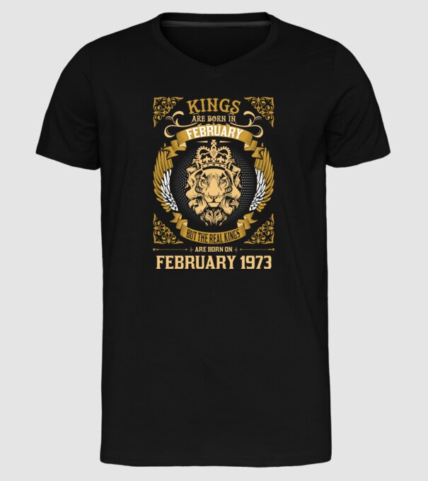 Oroszlános szülinapos 1973 FEBRUÁR minta fekete pólón