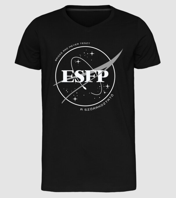 16 Személyiségtipus NASA ESFP A SZÓRAKOZTATÓ minta fekete pólón