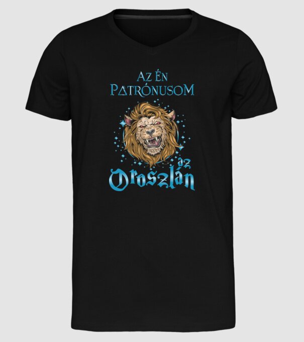 Az én patrónusom OROSZLÁN minta fekete pólón