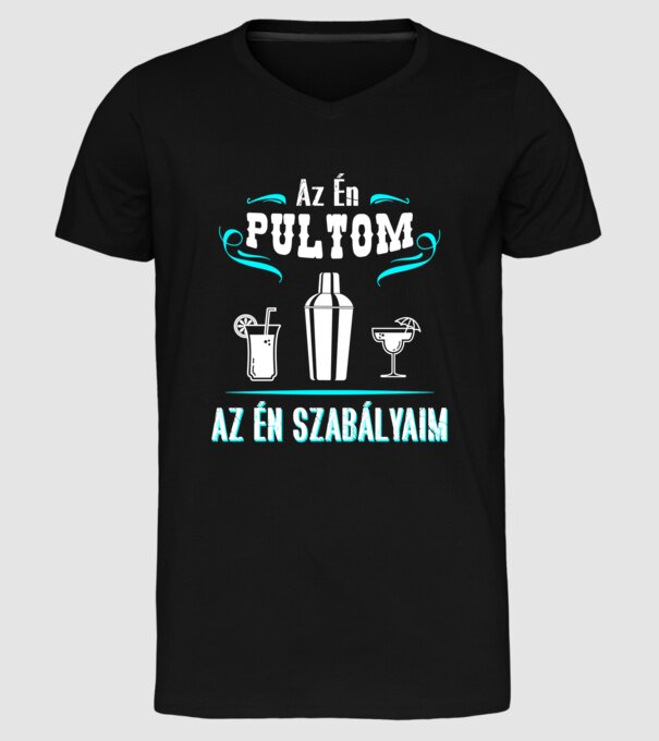 Az én pultom az én szabályaim minta fekete pólón