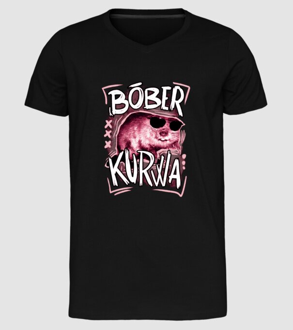 Bóber WTF minta fekete pólón