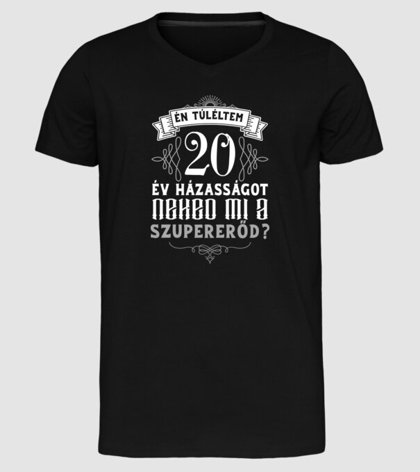 Évforduló túlélő 20 év minta fekete pólón