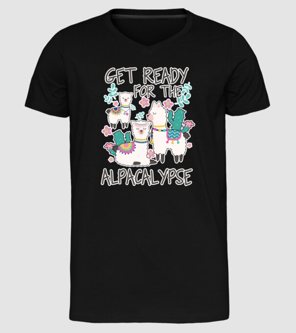 Get ready for the alpacalypse minta fekete pólón