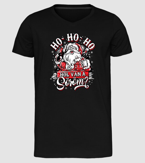 HoHoHo Hol van a söröm minta fekete pólón