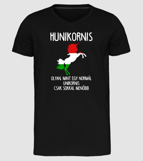 hunikornis menő unikornis minta fekete pólón