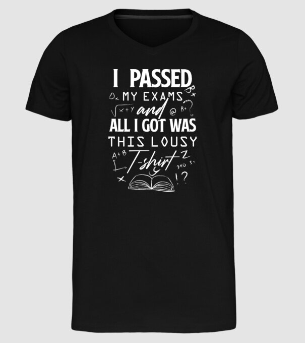 I passed my exams minta fekete pólón