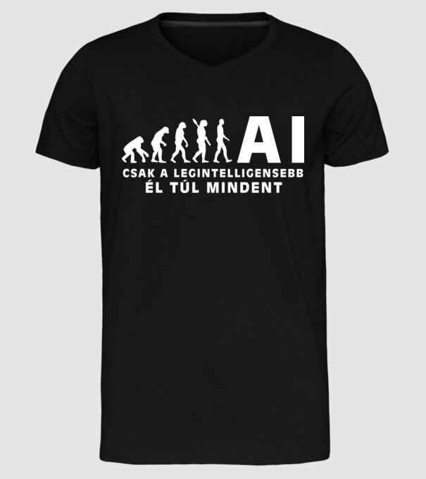 Mesterséges intelligencia evolúció minta fekete pólón