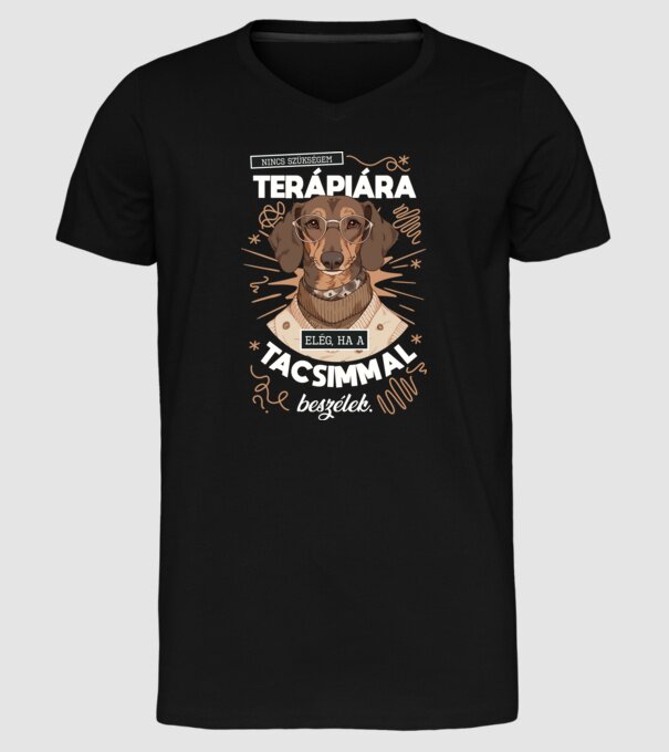Nincs szükségem terápiára tacsi minta fekete pólón