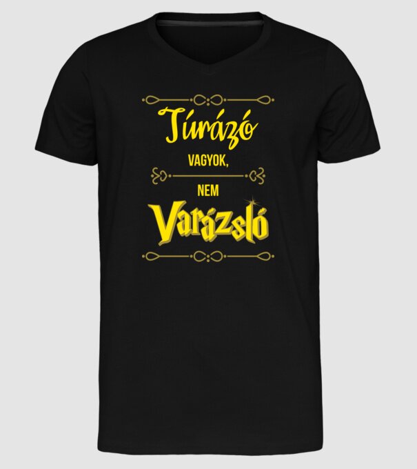 Túrázó vagyok nem varázsló minta fekete pólón