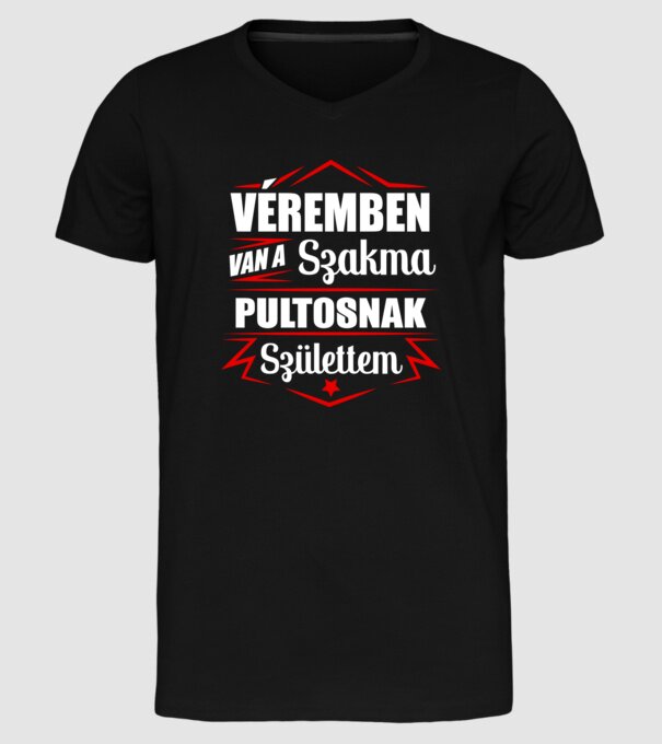 Véremben van a szakma Pultos minta fekete pólón