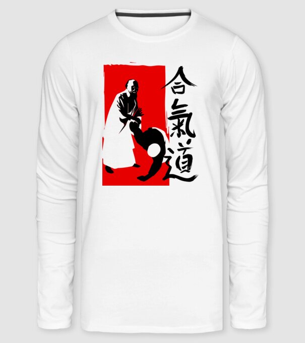 aikido-osensei-technic-2color_ minta fehér pólón