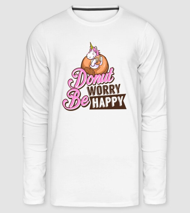 Donut worry be happy minta fehér pólón