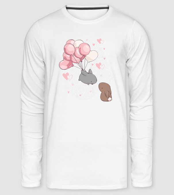 Érted lángol a szívem nyuszik pink minta fehér pólón