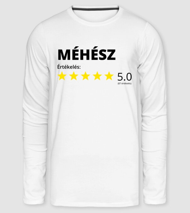 Értékelés 5 csillag....MÉHÉSZ minta fehér pólón