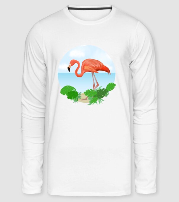 Flamingó minta fehér pólón