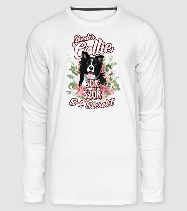 FLORAL DOGGO border collie minta fehér pólón