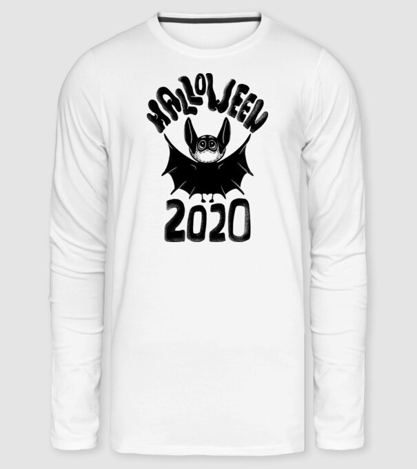 Halloween 2020 cuki denevér fekete minta fehér pólón