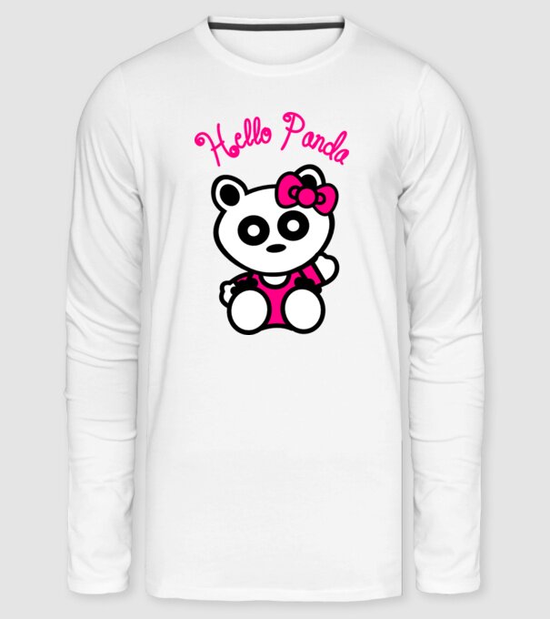 Hello Panda minta fehér pólón