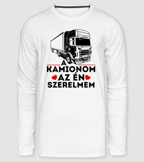 kamion szerelem minta fehér pólón