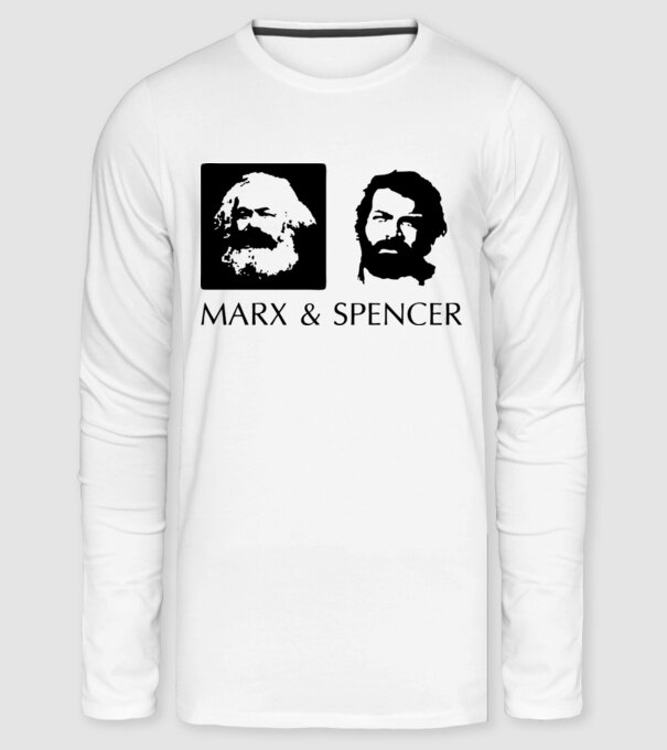 Marx és Bud Spencer minta fehér pólón