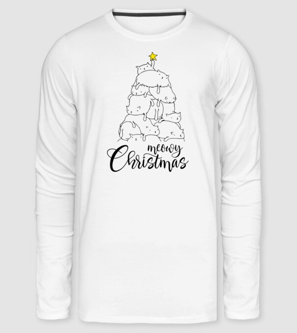 Meowy Christmas minta fehér pólón