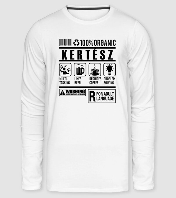 Organic kertész minta fehér pólón