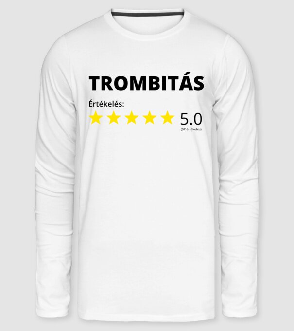 Ötcsilalgos trombitás minta fehér pólón