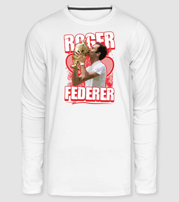 Roger Federer piros minta fehér pólón